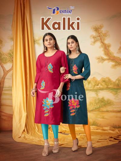 KALKI BY BONIE DESIGNER APLIC WORK KURTIE WHOLESALER IN INDIA